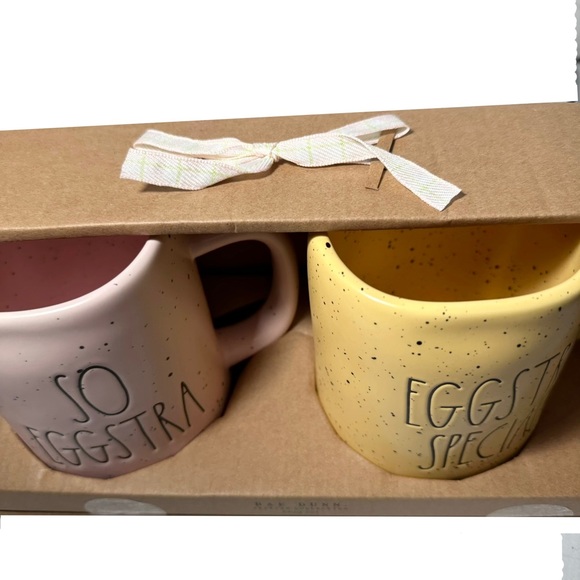 🐣 Rae Dunn Mug Set “SO EGGSTRA SPECIAL” Easter Yellow Pink - Picture 6 of 8